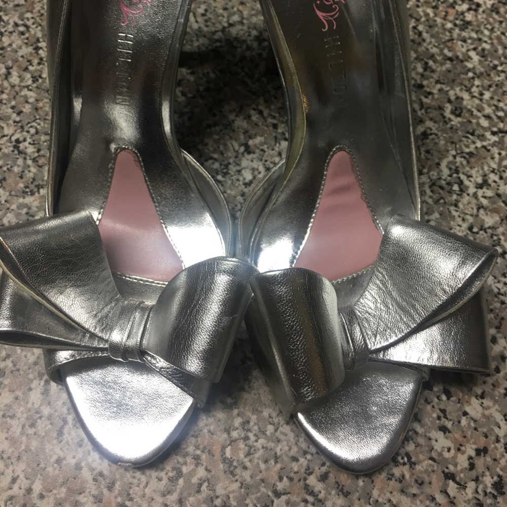 Leather peep toe heels